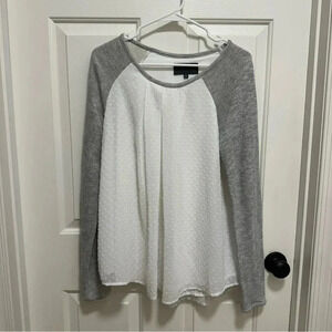 Anthropologie Sunday in Brooklyn Swiss Dot White Gray Women’s top Size XL